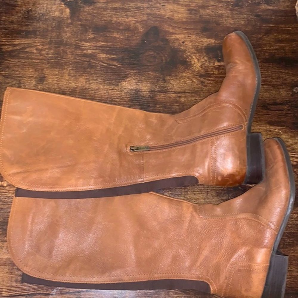 Jessica Simpson Ricel Bourbon Brown Leather Fitted Knee High Riding Boot size 9